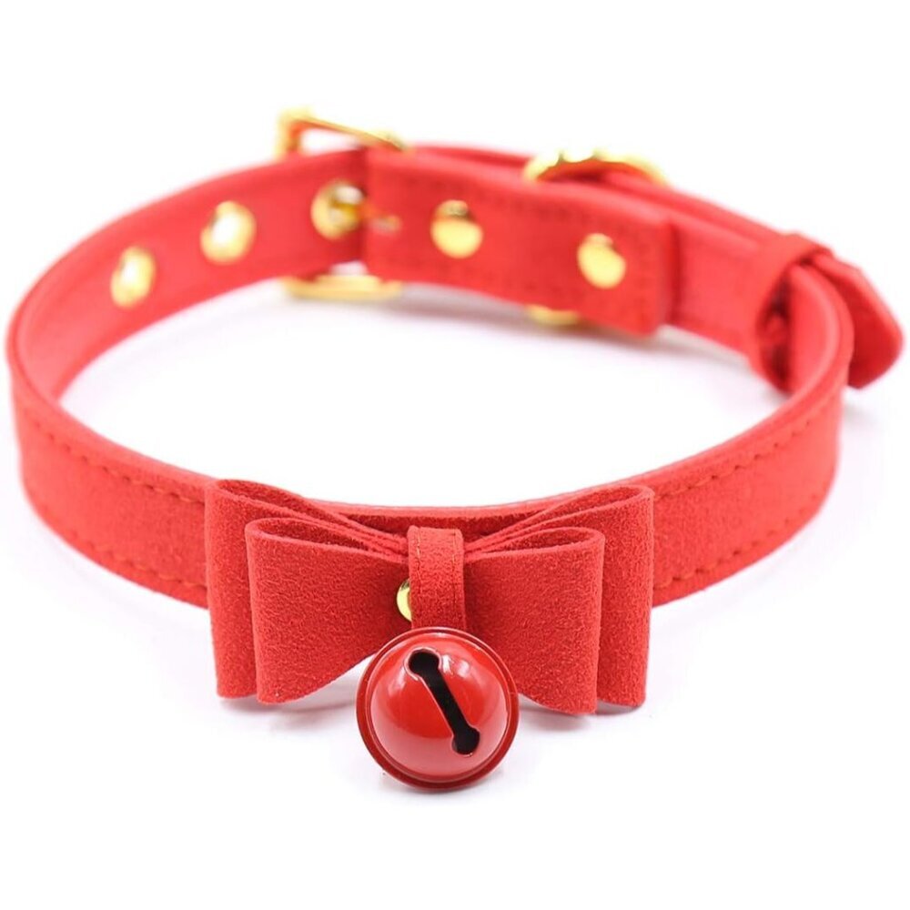 Bell Choker Collar Necklace Lolita Bow Collar Cat Kitty Velvet Necklace